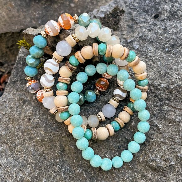 Stack Stretch Beaded Bracelets Set of Four - Picture 6 of 6